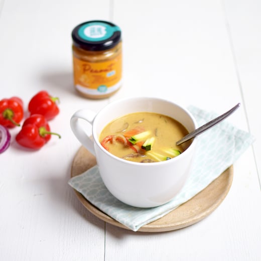 pindasoep curry groenten kokosmelk pindakaas fijn